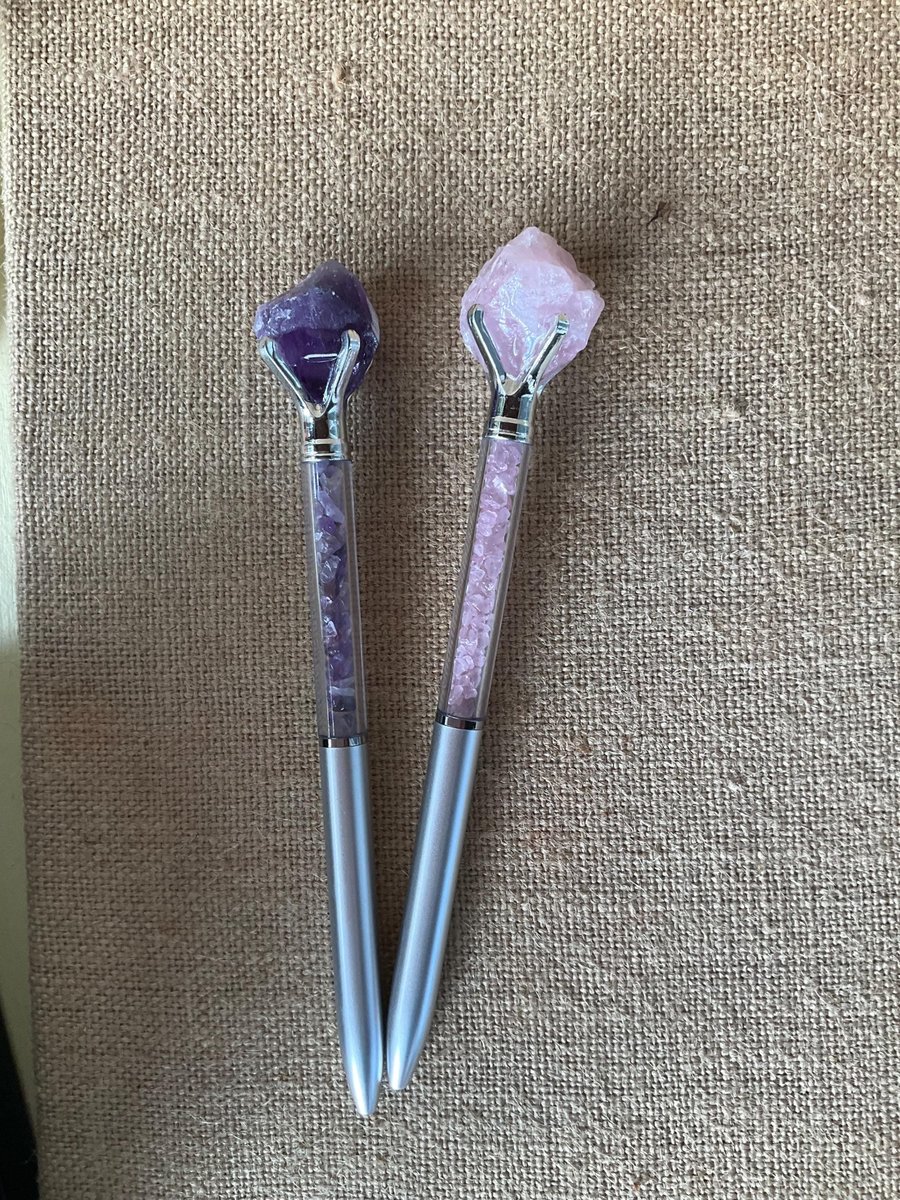 Raw crystal chip pens, gemstone crystal pens with quartz,gift, meditation, energy healing