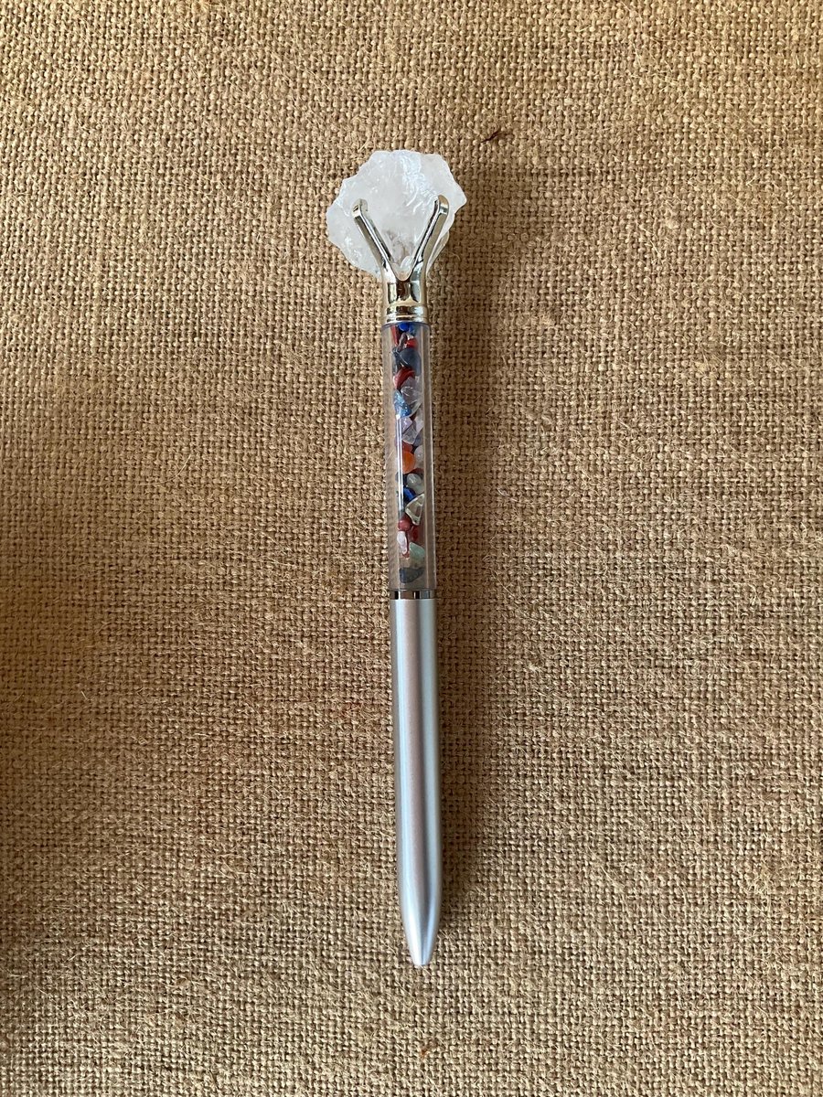 Raw crystal chip pens, gemstone crystal pens with quartz,gift, meditation, energy healing