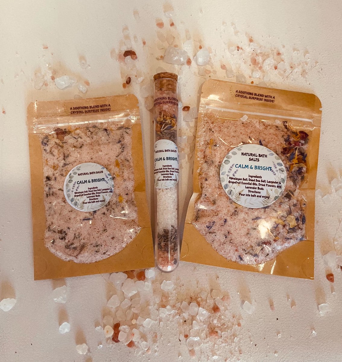 Natural Himalayan Bath Salts with Rose Quartz Surprise | Healing Dead Sea & Mineral Spa Soak,