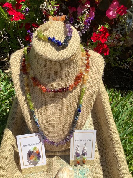 Healing Chakra gemstone jewelry gift set, Chakra Necklace, Bracelet, Earrings, and Ring,Balancing, Yoga, Minimalist,Nature inspired.