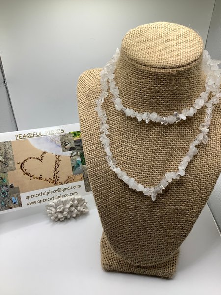 Natural clear quartz healing gemstone crystal necklace, gemstone necklace, unique gift