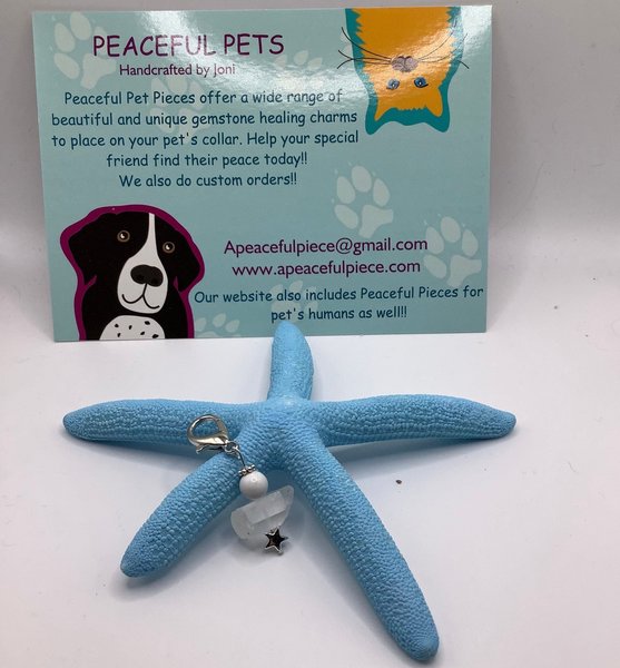 Healing clear quartz and howlite gemstone pet charm,amulet,collar charm