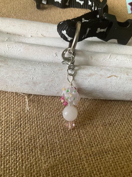 Healing Crystal Pet Charm - Crystal pet jewelry-Rose Quartz Dog Collar Jewelry - Handmade Holistic Protection for Pets & Purses
