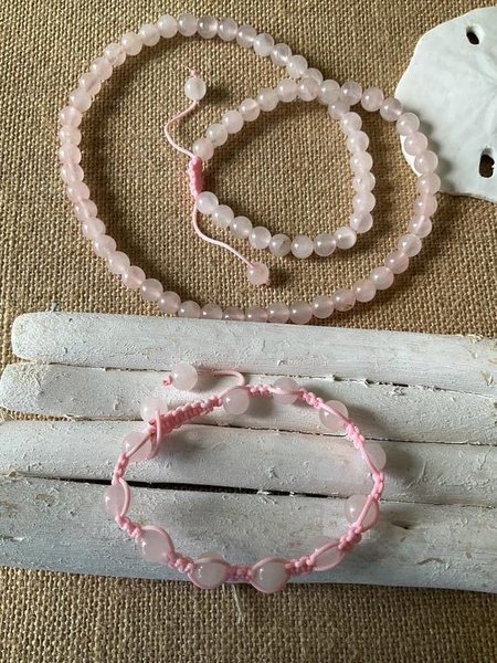Rose Quartz Healing Jewelry set - Beaded Gemstone Jewelry for Love, Energy , Protection