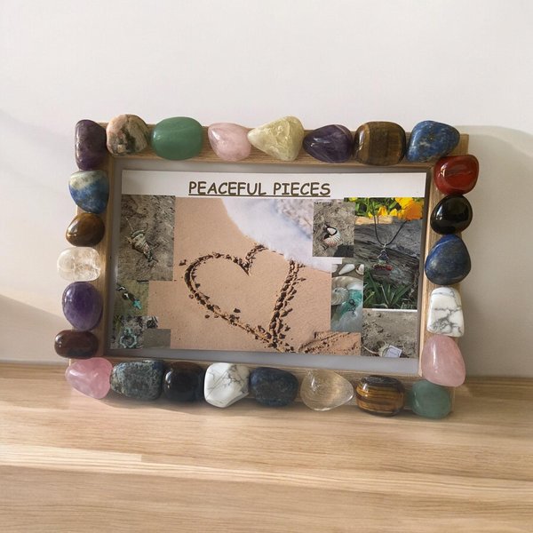 Natural Gemstone Picture Frame - Healing Crystal Decor - Boho Chic Frame for Photos - Unique Handmade Gift