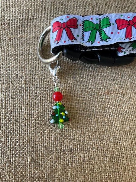 Pet collar charm, Christmas themed, healing gemstone charm, purse accessory
